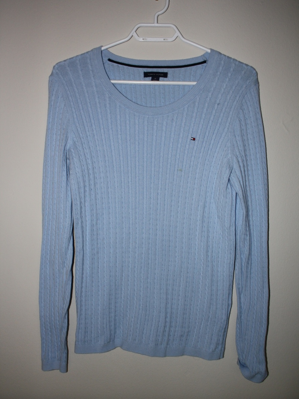 Tommy Hilfiger Pale Blue Ribbed Crewneck Sweater for Women